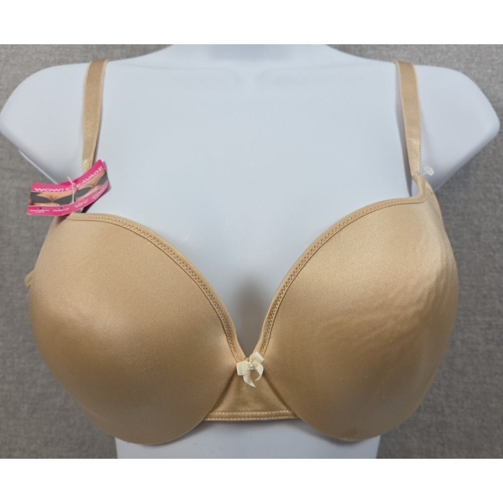 Maidenform Bra 38C Wow Cleavage Underwire Lined‎ Natural Lift Push Up Beige NEW